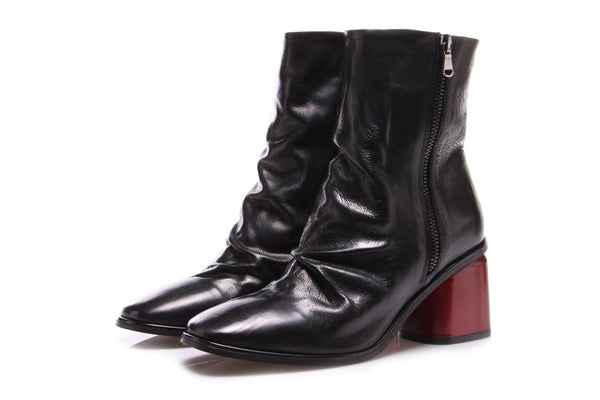 JUICE womens black/red leather Ankle boots 