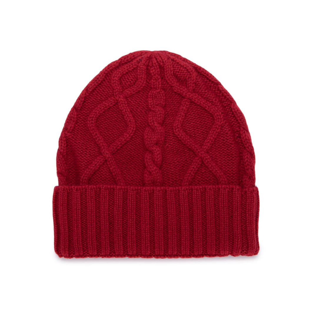 157 BERRETTO WAFFLE RISVOLTO  ROSSO