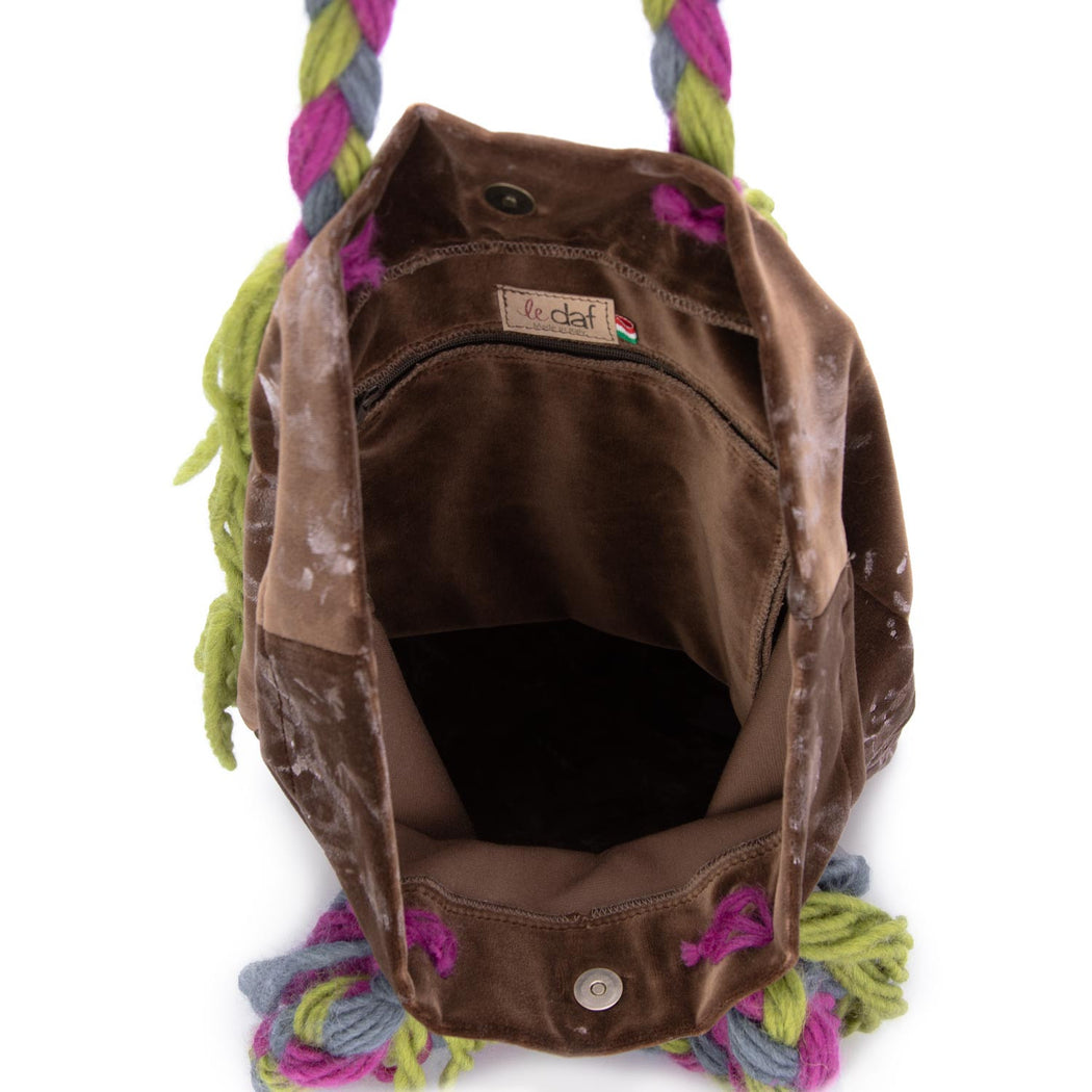SH23116 SHOPPER ITALIA  MARRONE/ROSA