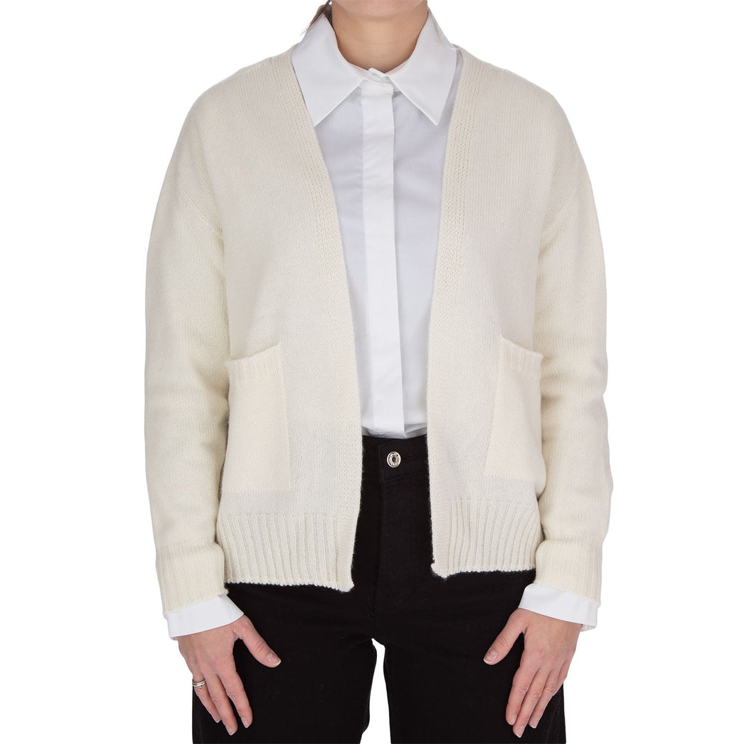 10178 CARDIGAN TASCHE PANNA  BIANCO PANNA