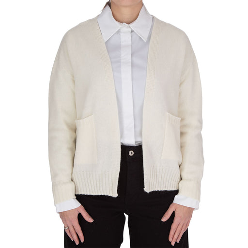 10178 CARDIGAN TASCHE PANNA  BIANCO PANNA