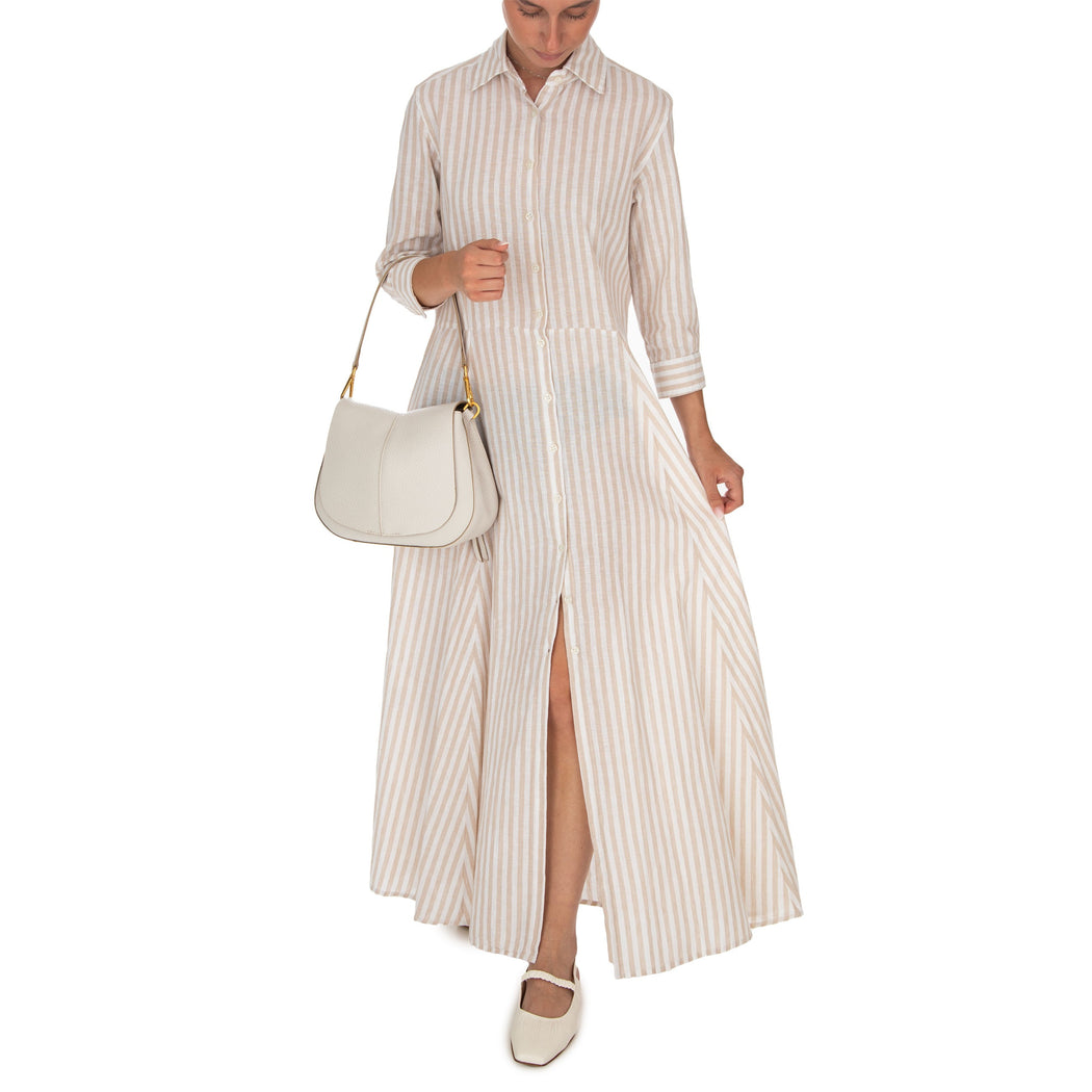 D1119 VESTITO  07 BEIGE/BIANCO