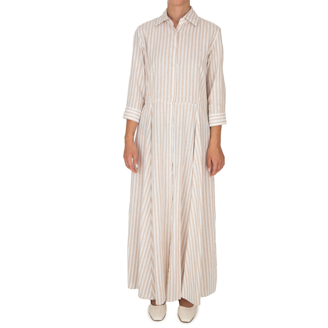 D1119 VESTITO  07 BEIGE/BIANCO