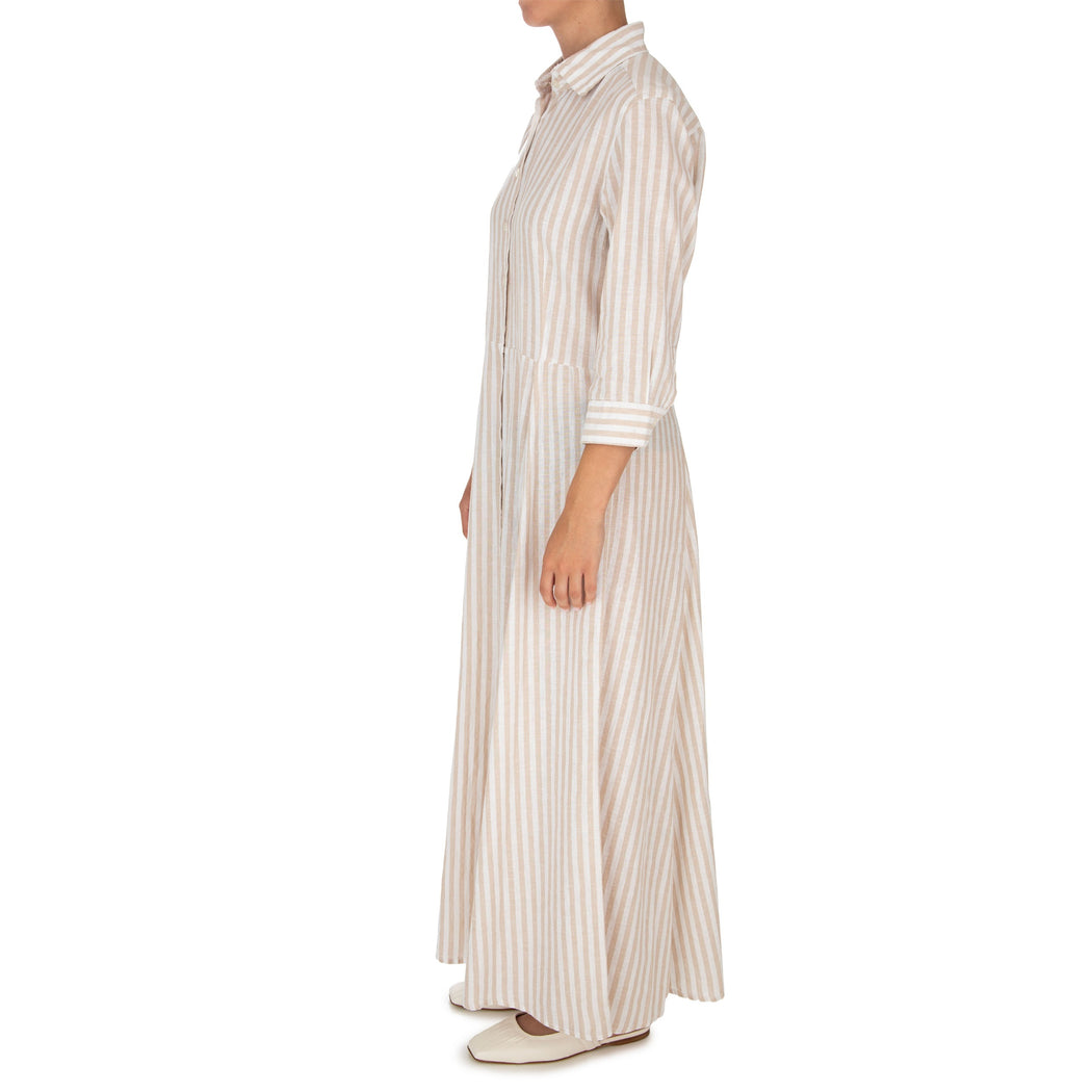 D1119 VESTITO  07 BEIGE/BIANCO