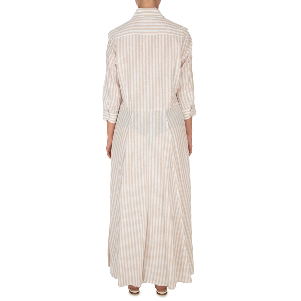 D1119 VESTITO  07 BEIGE/BIANCO