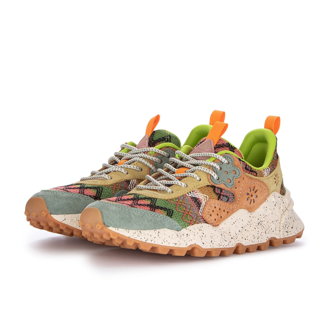 KOTETSU SUEDE/KNITTED MULTI FABRIC  VERDE/ROSA/BEIGE