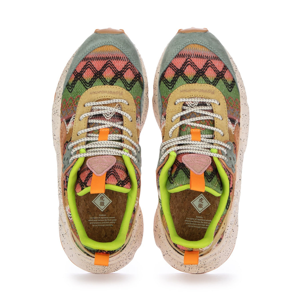 KOTETSU SUEDE/KNITTED MULTI FABRIC  VERDE/ROSA/BEIGE