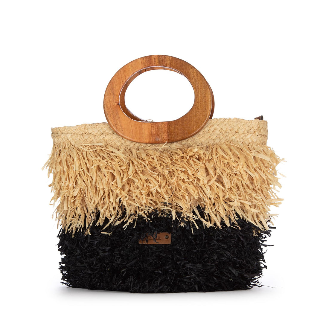 KESHIA MEDIUM 31282 STRAW BLACK  BEIGE