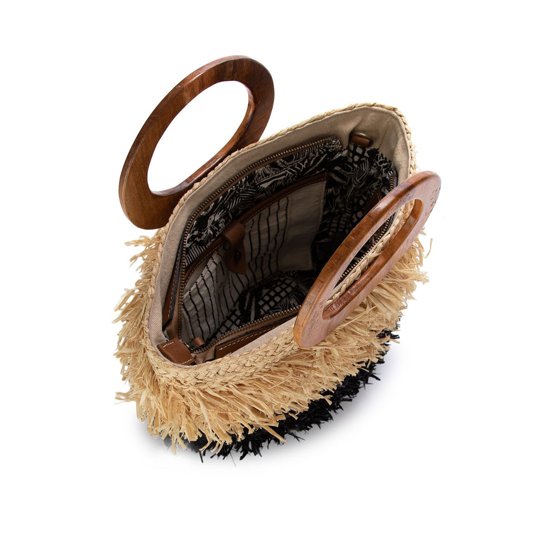 KESHIA MEDIUM 31282 STRAW BLACK  BEIGE