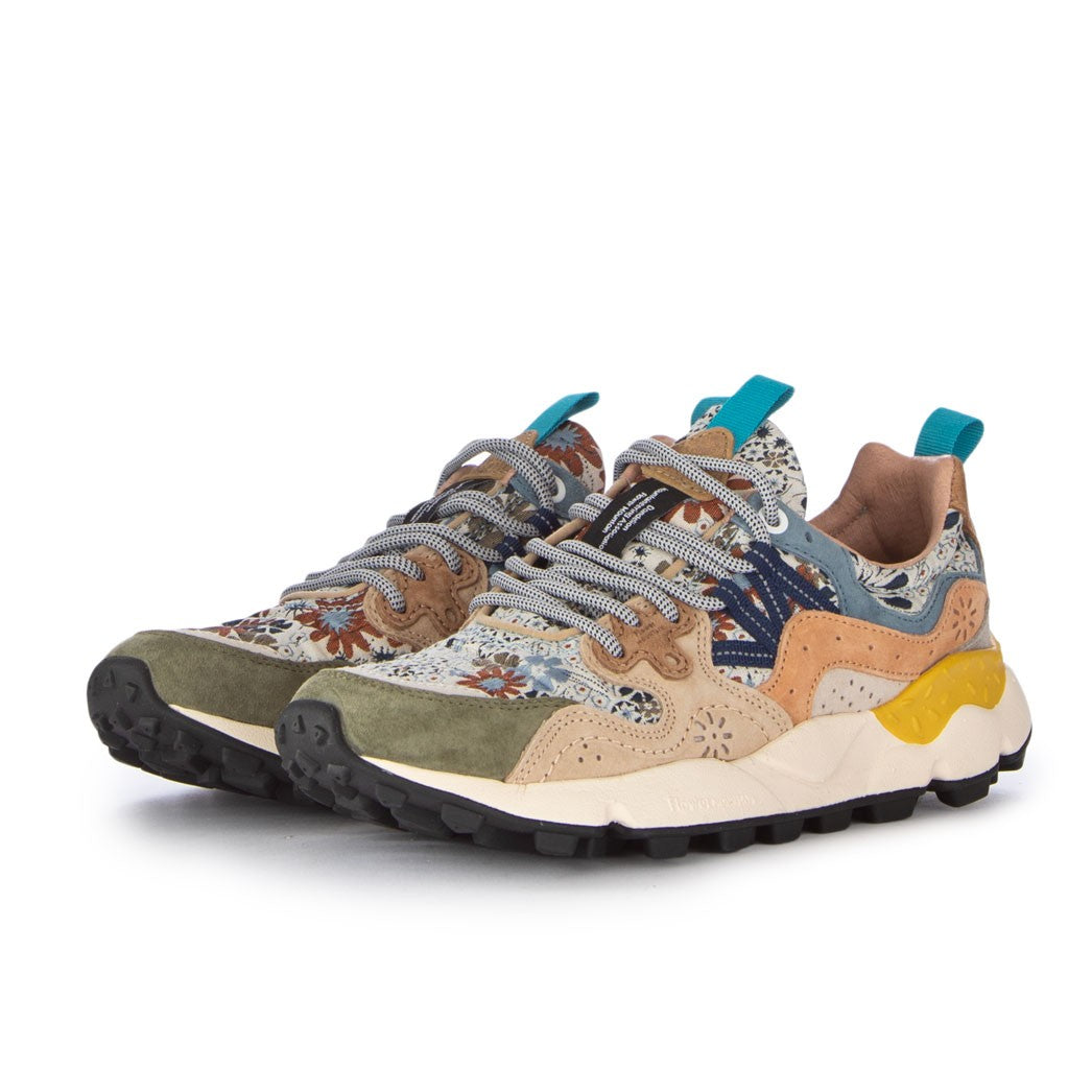 YAMANO 3 SUEDE/JAQUARD FLOWERS PRINT  BIANCO/BLU