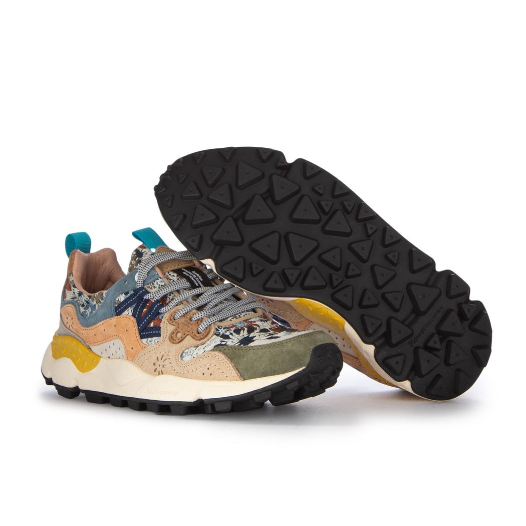 YAMANO 3 SUEDE/JAQUARD FLOWERS PRINT  BIANCO/BLU