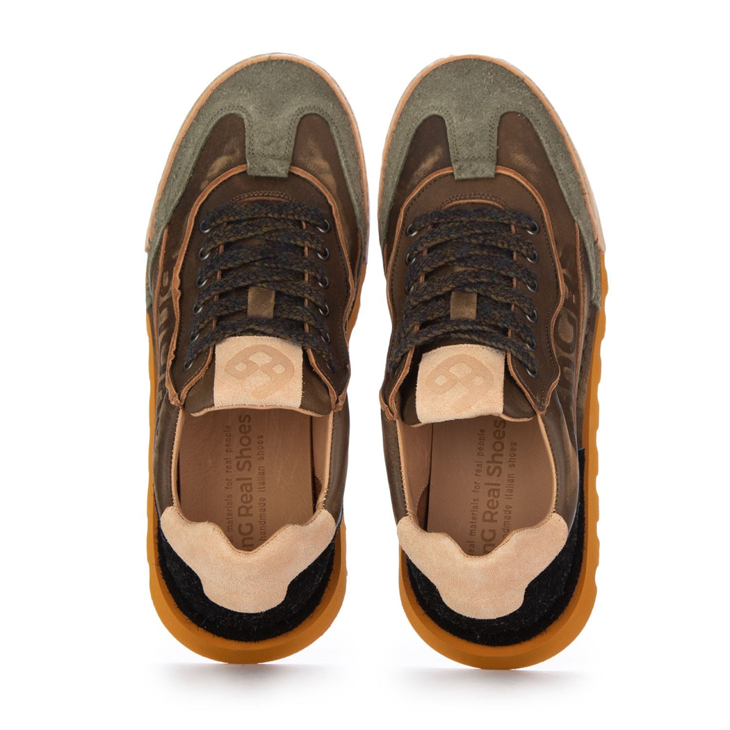 LA SNEAKER MILITARE NOCE U2021-14B MARRONE/VERDE