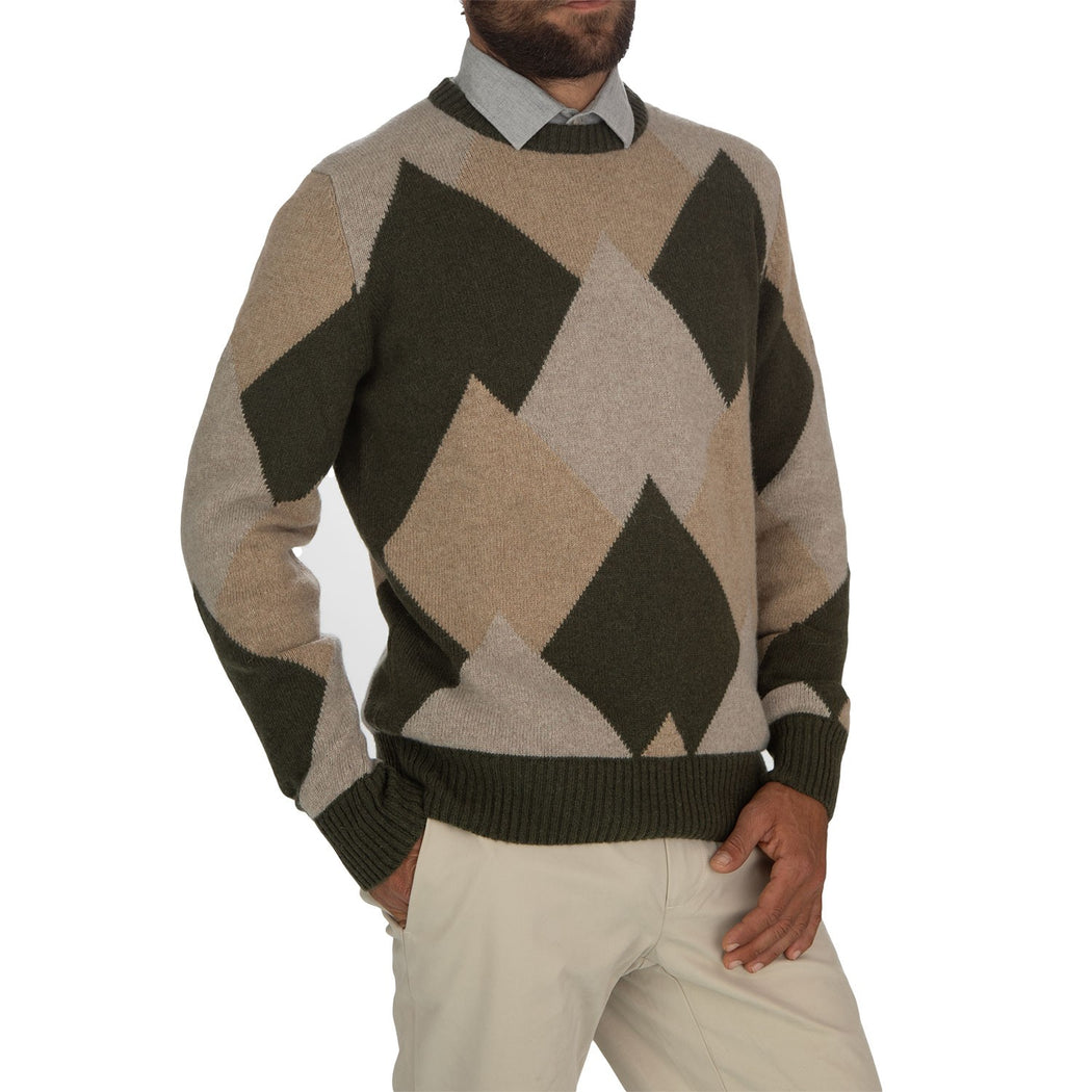AL5-06 GIROCOLLO ROMBI 10156  VERDE/BEIGE/GRIGIO