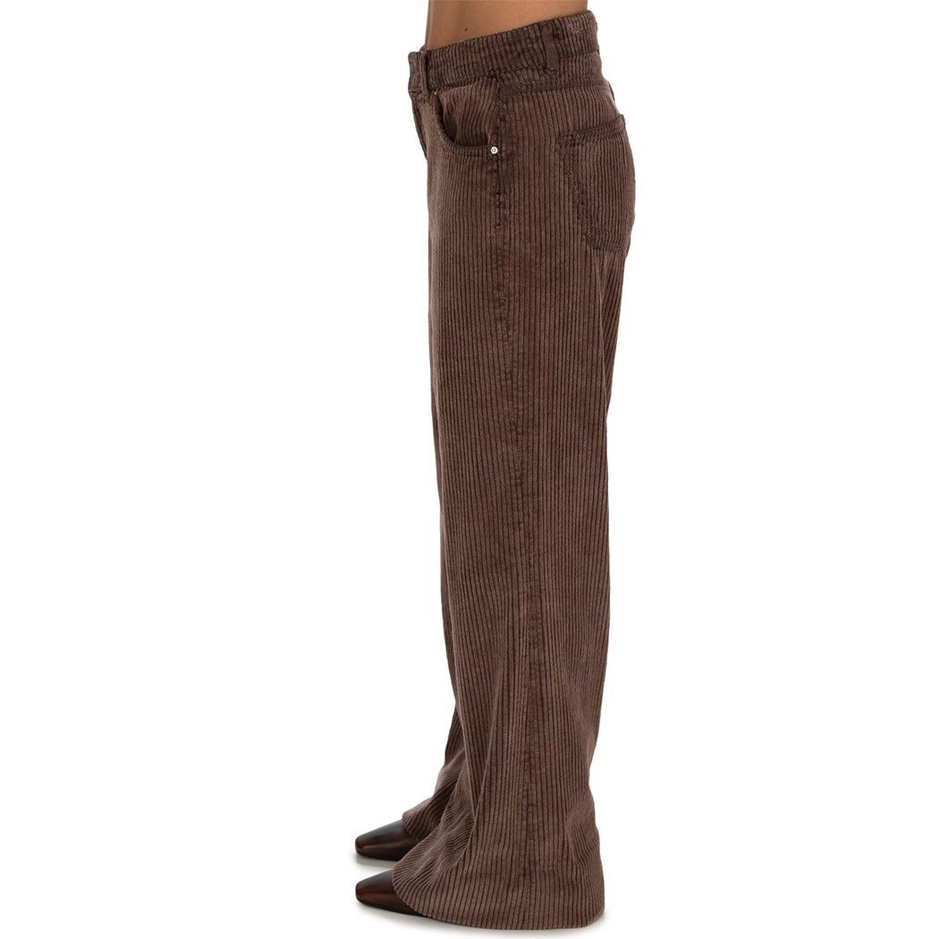 ARIANE-55 WIDE LEG VELLUTO ACID WASH  MARRONE