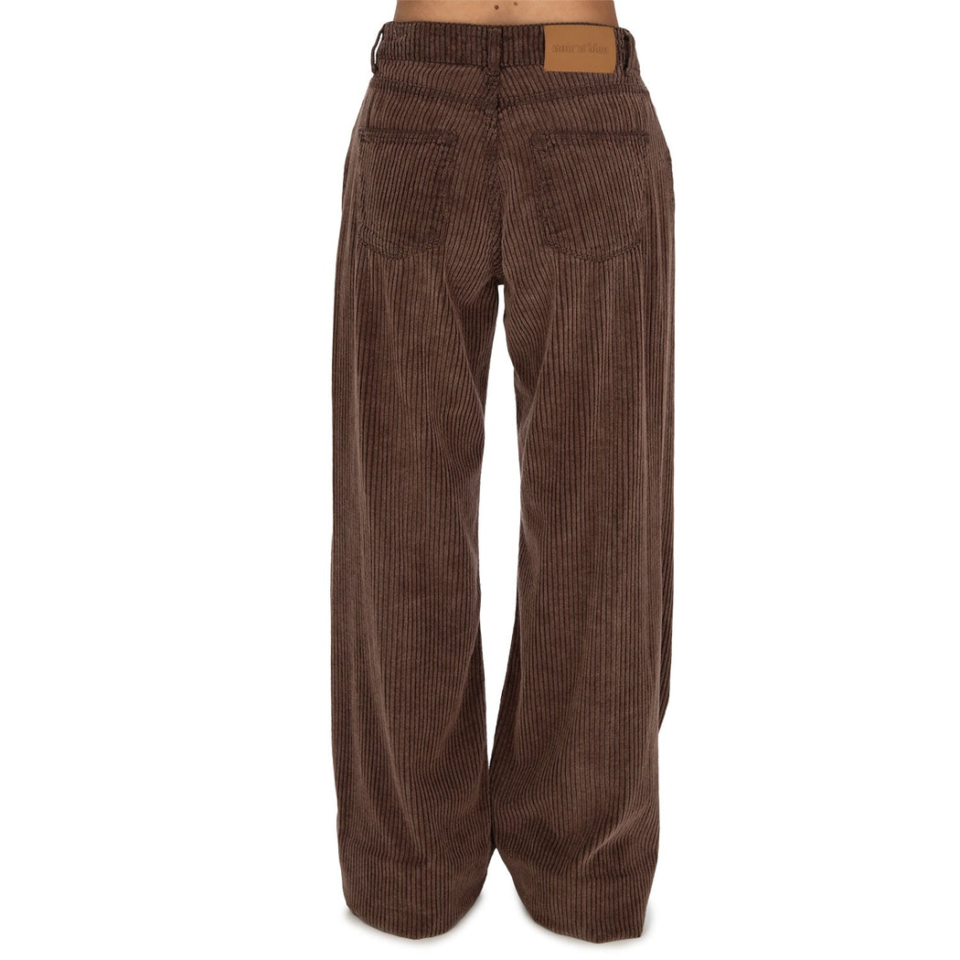 ARIANE-55 WIDE LEG VELLUTO ACID WASH  MARRONE
