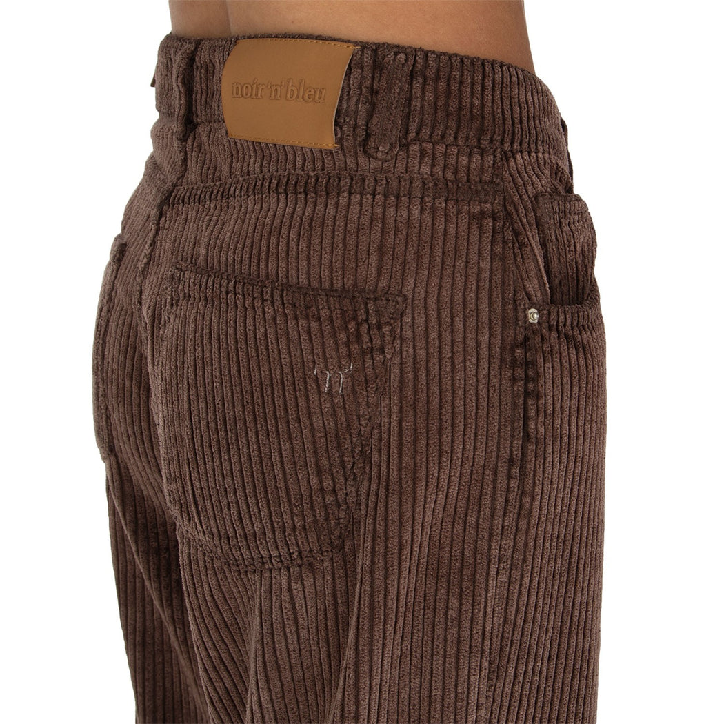 ARIANE-55 WIDE LEG VELLUTO ACID WASH  MARRONE