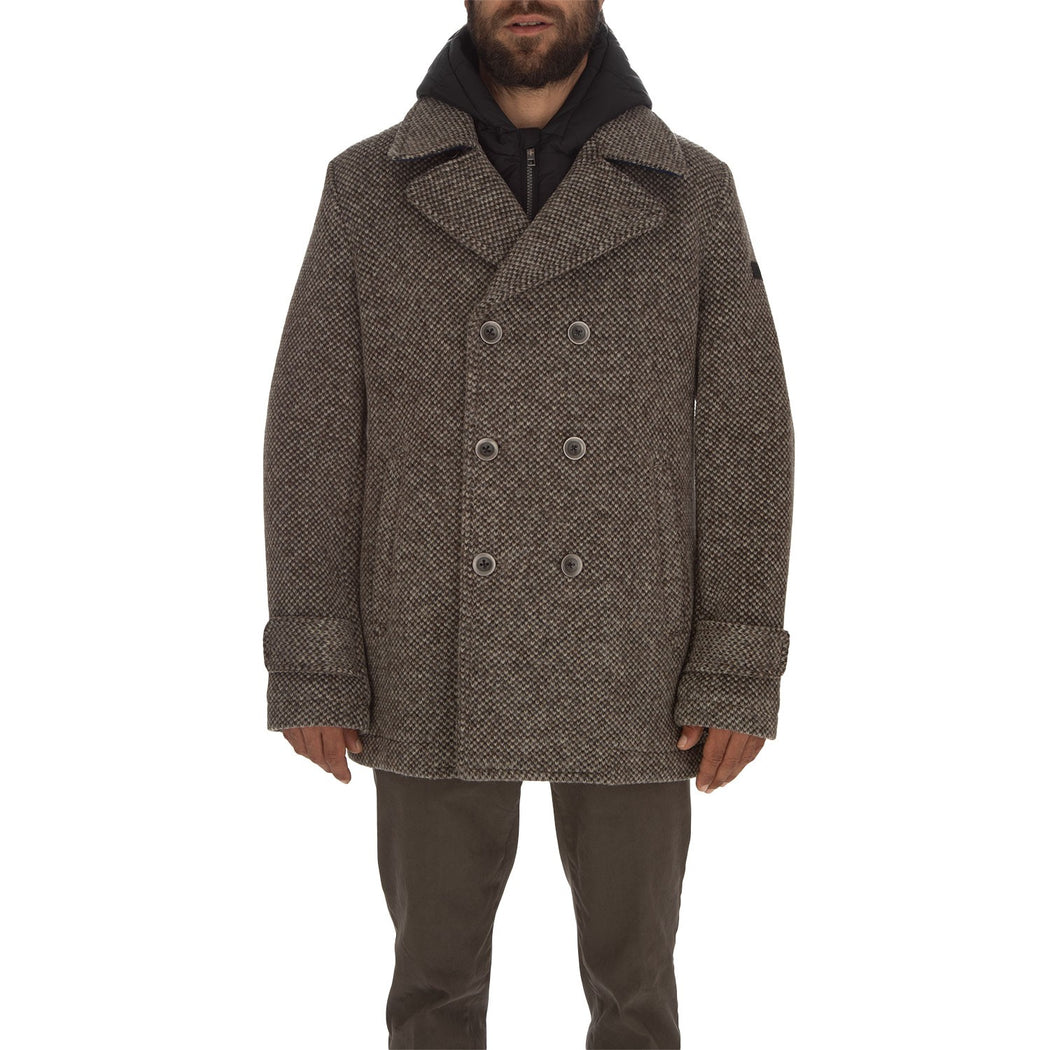 HOODED CHEST PEACOAT BLASIUS  2509 MARRONE/NERO