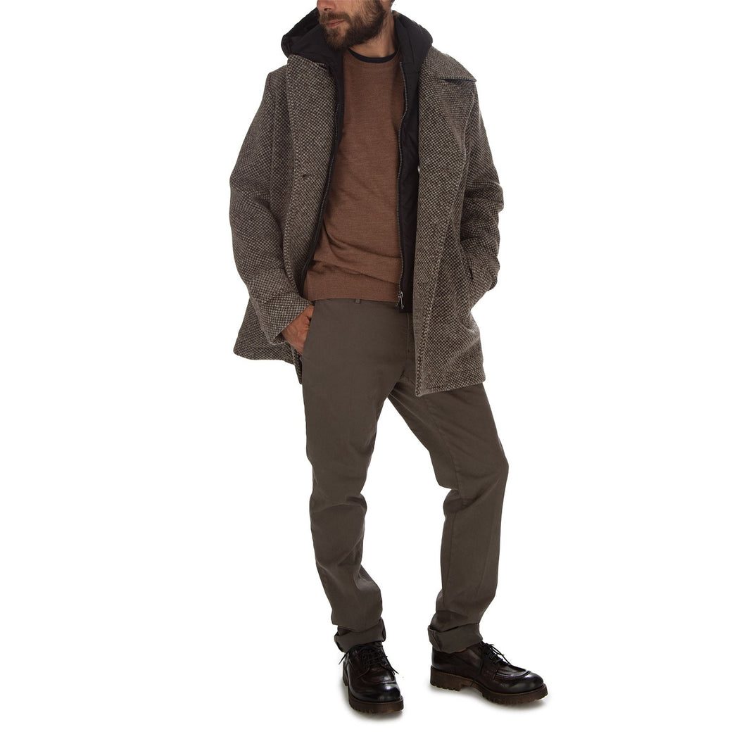 HOODED CHEST PEACOAT BLASIUS  2509 MARRONE/NERO