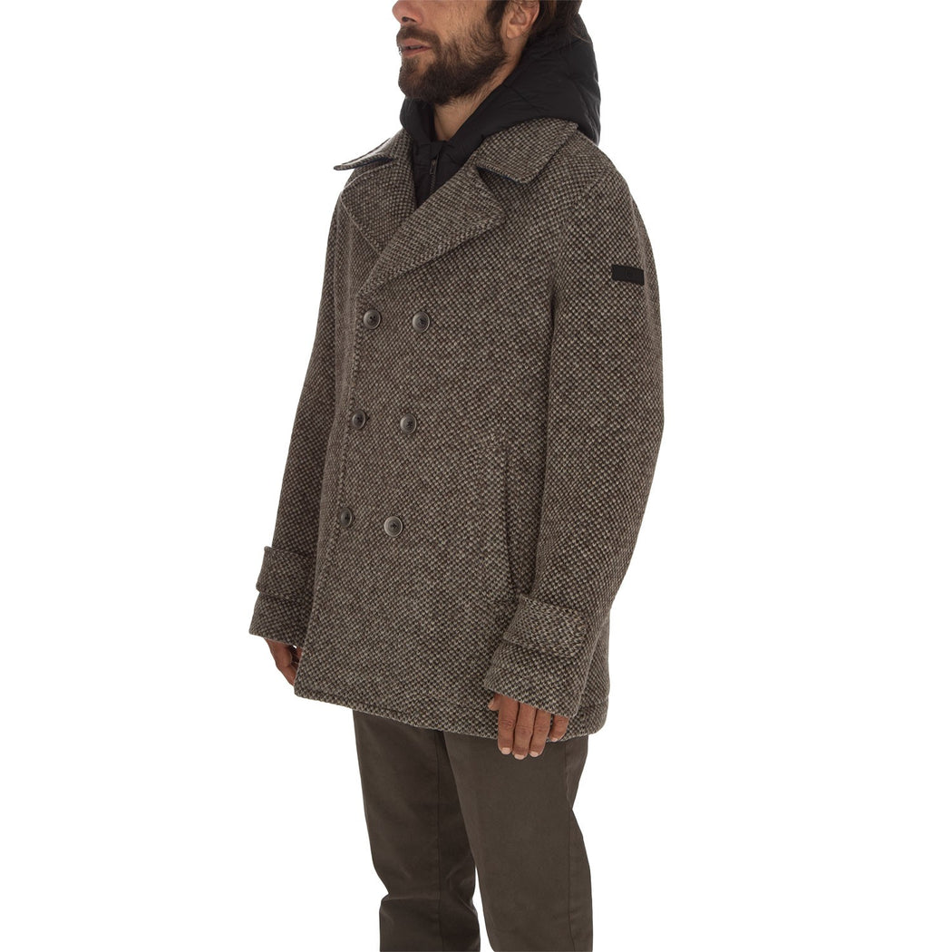 HOODED CHEST PEACOAT BLASIUS  2509 MARRONE/NERO