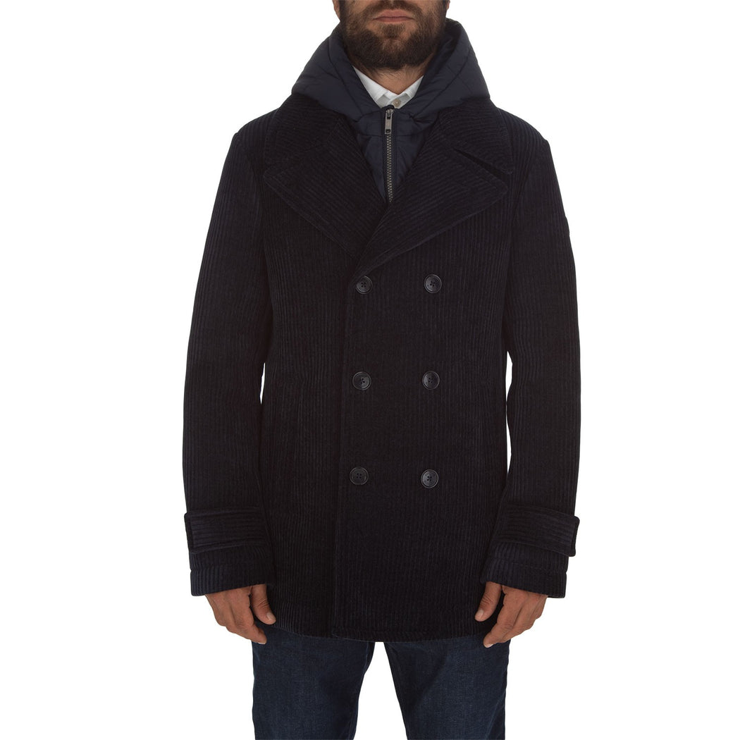 HOODED CHEST PEACOAT ALBA  BLU