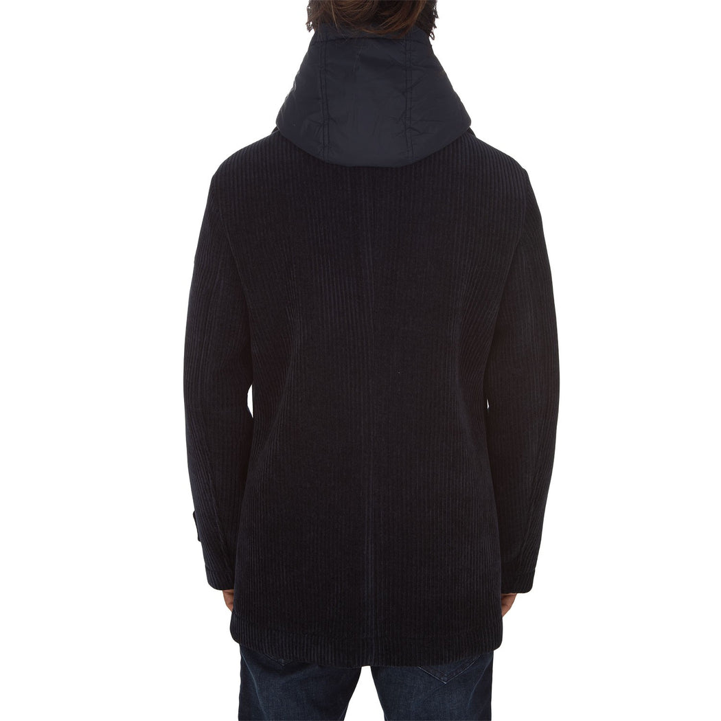 HOODED CHEST PEACOAT ALBA  BLU
