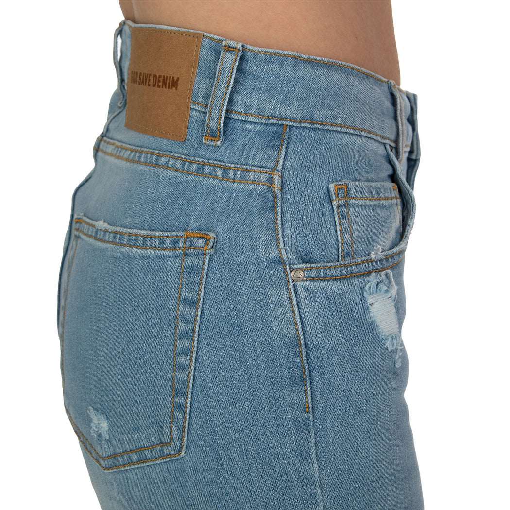 MARGHERITA-7 PANTALONE SLIM CON ROTTURE  BLU CHIARO