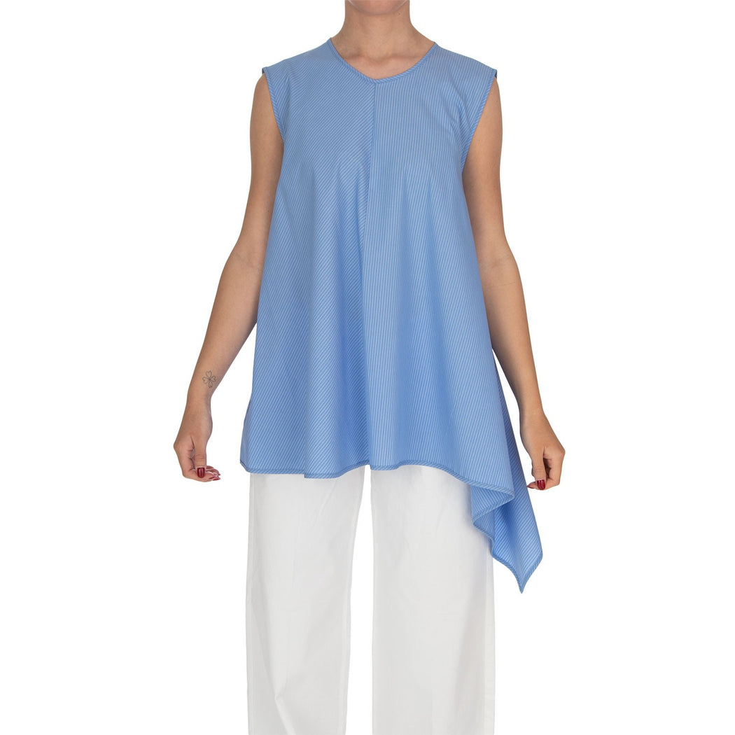 BLUSA SMOCK  AZZURRO/BIANCO