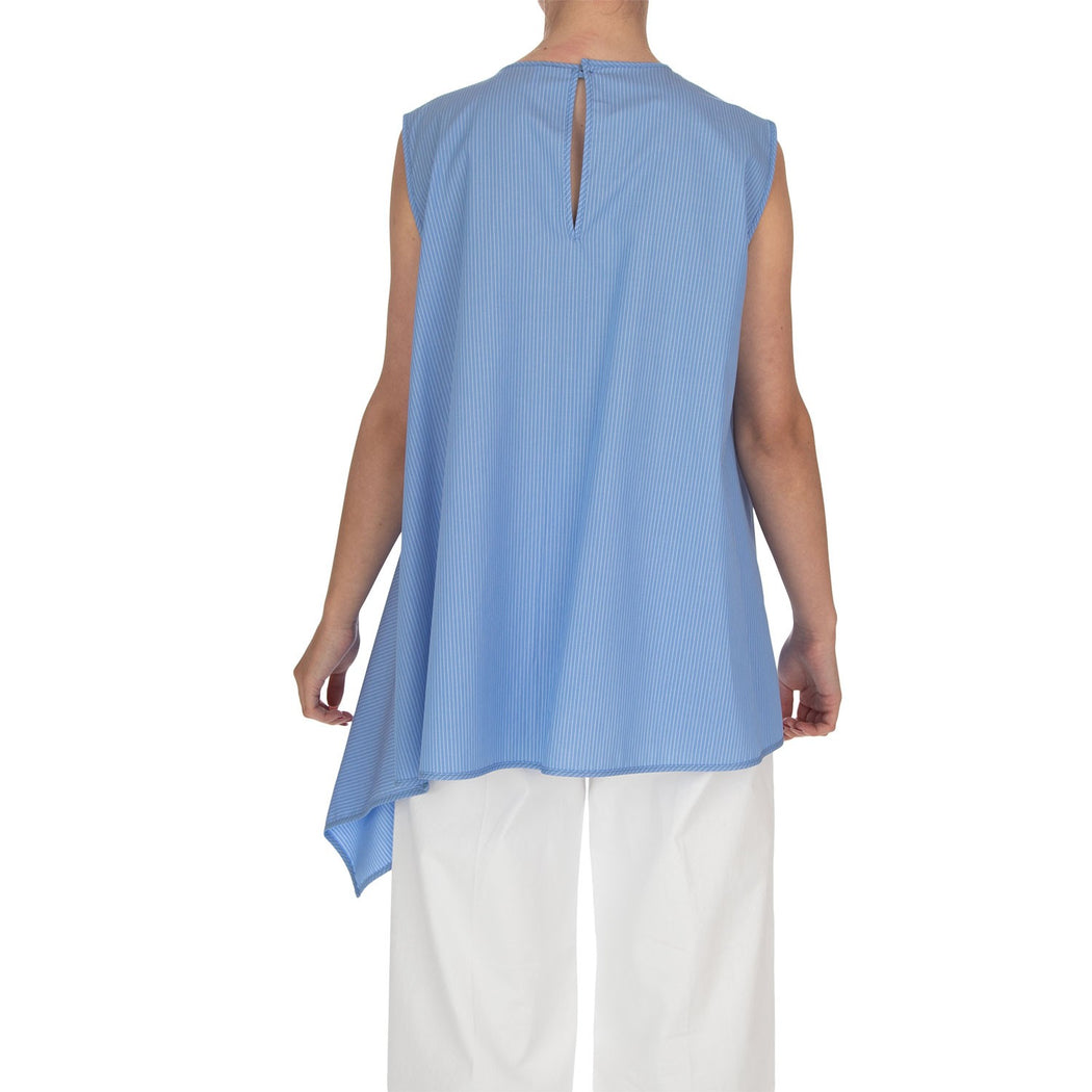 BLUSA SMOCK  AZZURRO/BIANCO