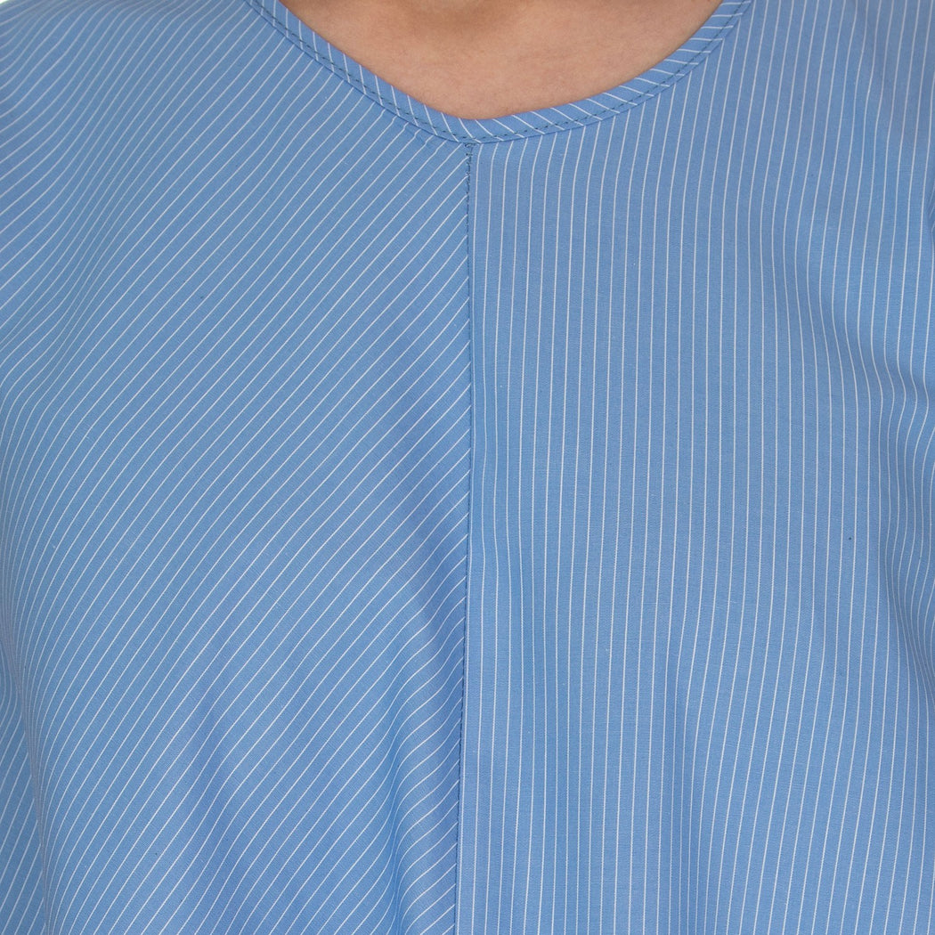 BLUSA SMOCK  AZZURRO/BIANCO