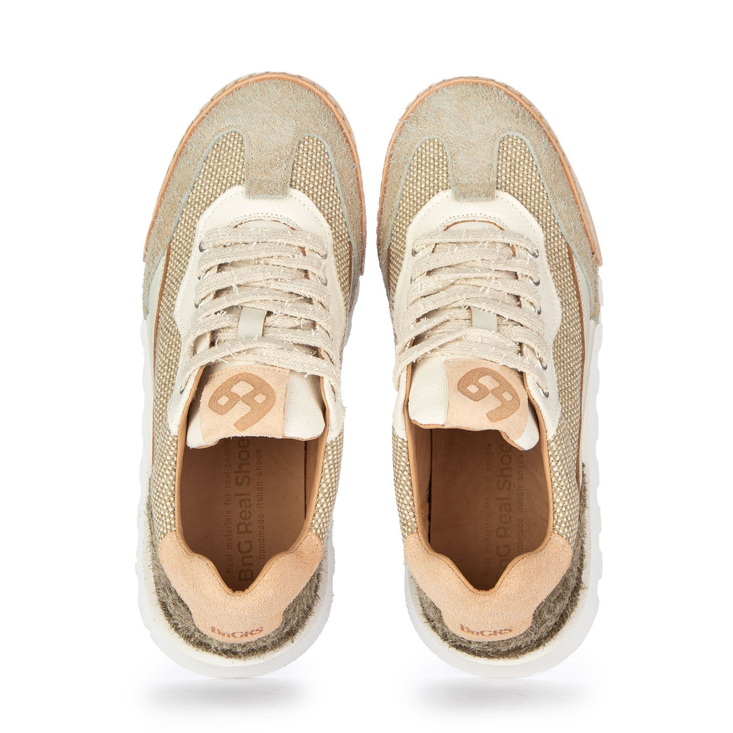 LA SNEAKER CANVAS U2511-14A  BEIGE/BIANCO PANNA