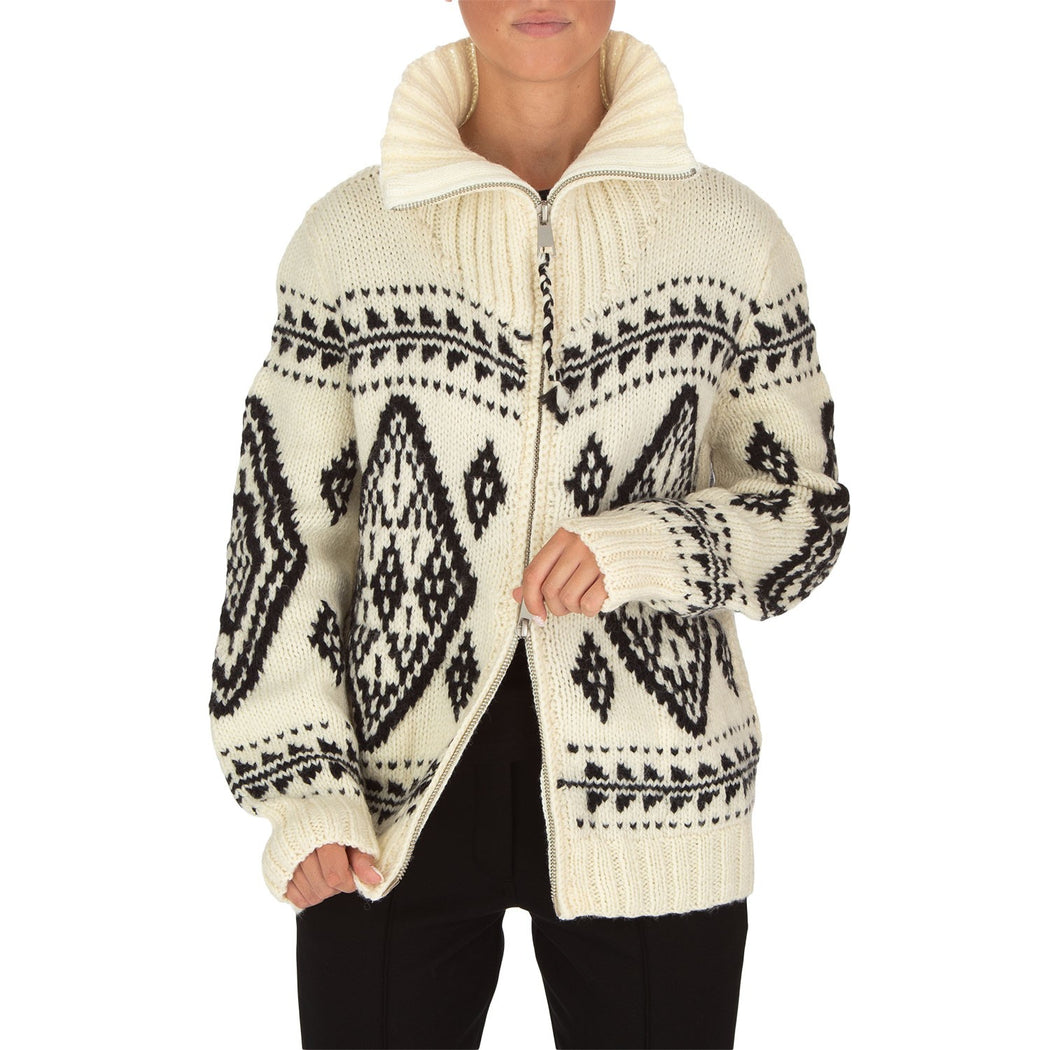 EVEREST ZIP CARDI  BIANCO/NERO