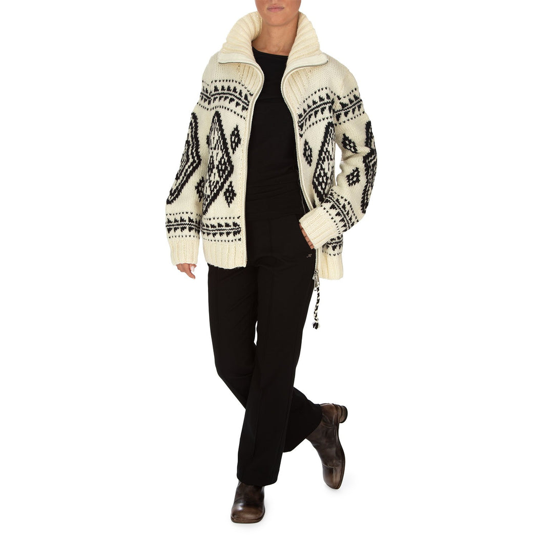 EVEREST ZIP CARDI  BIANCO/NERO