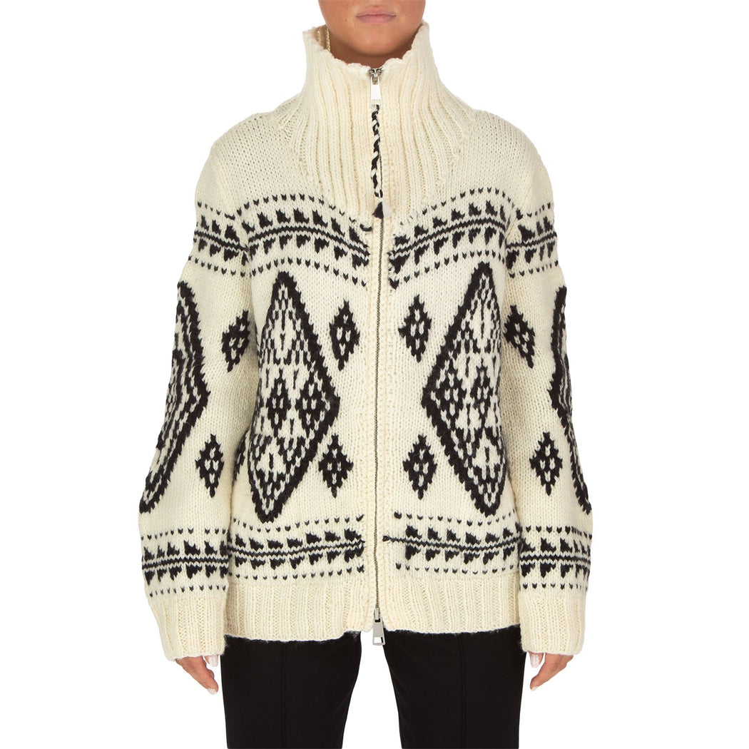EVEREST ZIP CARDI  BIANCO/NERO