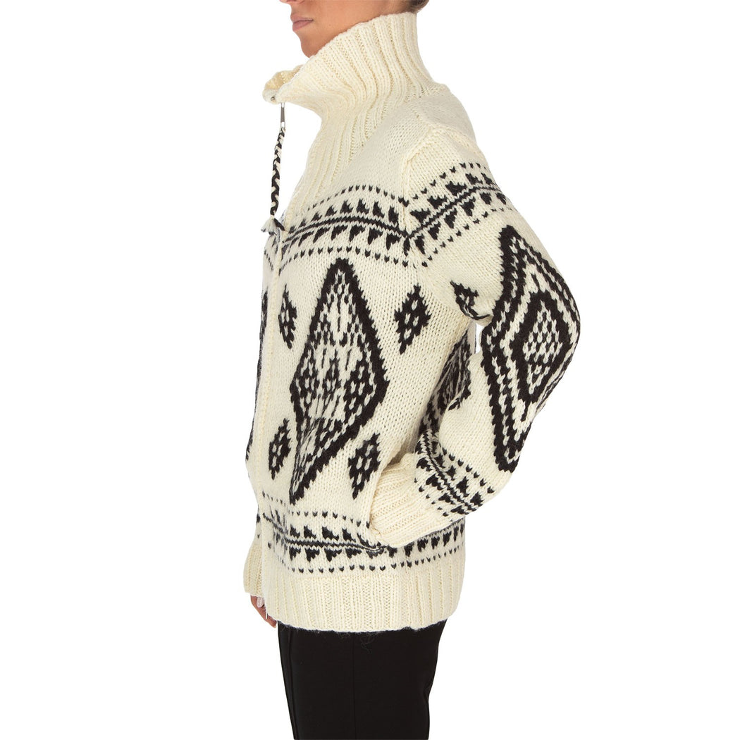 EVEREST ZIP CARDI  BIANCO/NERO