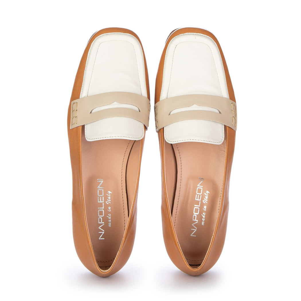 A2026 NAPPA WASH CUOIO  MARRONE/BIANCO PANNA