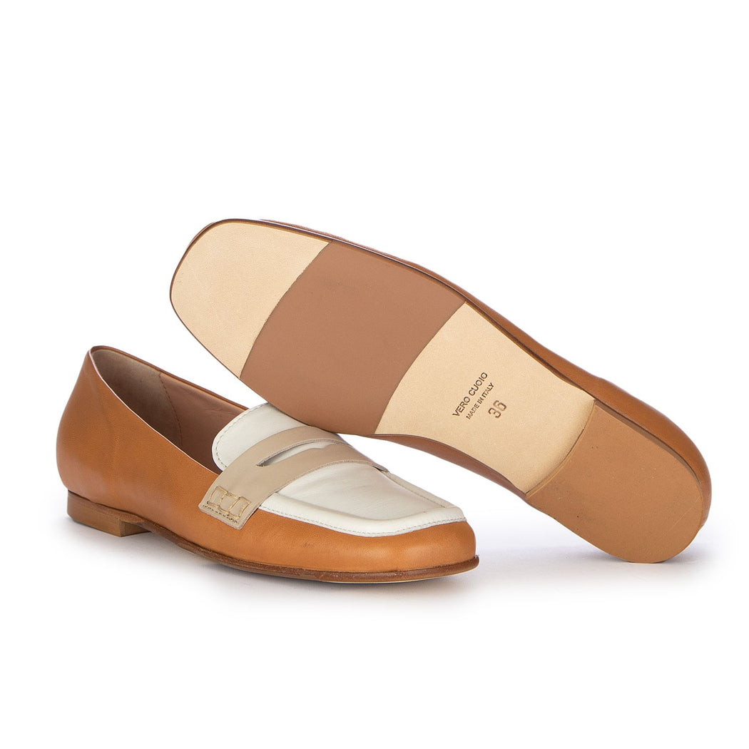 A2026 NAPPA WASH CUOIO  MARRONE/BIANCO PANNA