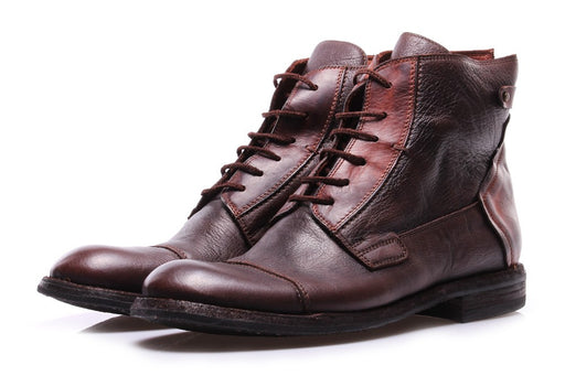 MANOVIA 52 mens brown leather Ankle boots lace-up 