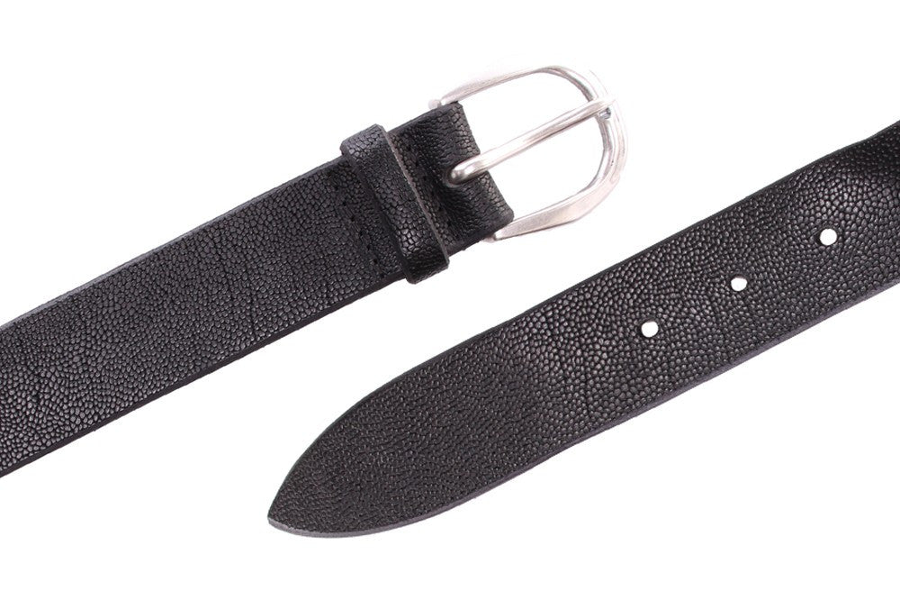 Orciani mens black leather belt handmade with nickel buckle