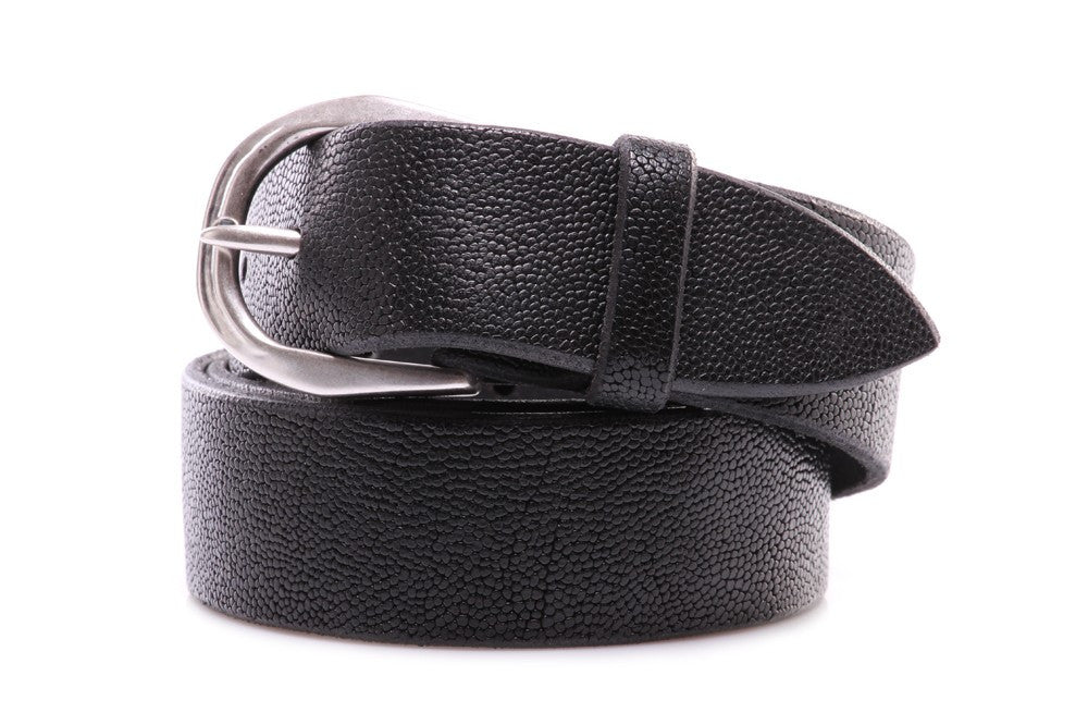 Orciani mens black leather belt handmade with nickel buckle 