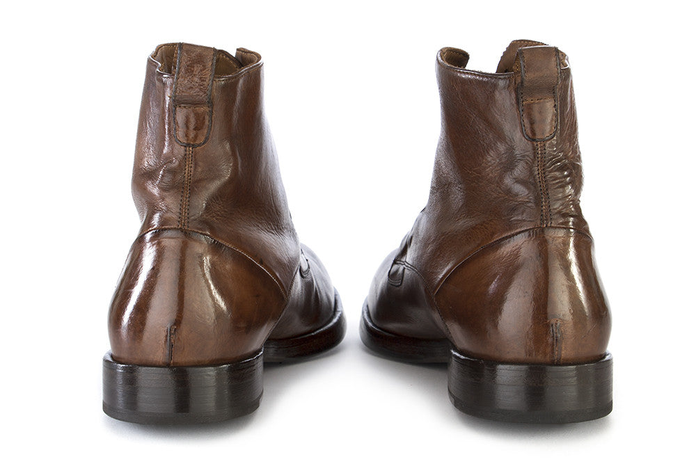 DELAVÈ mens cognac brown Lace-up ankle boots 