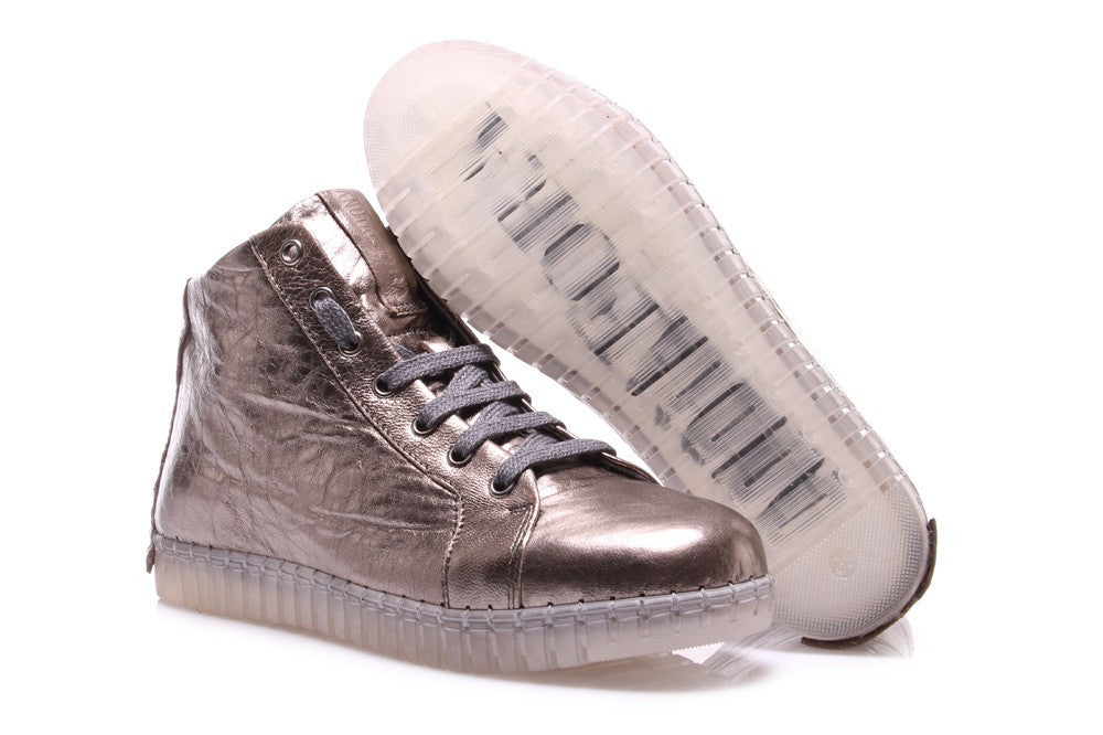 ANDIAFORA womens metallic grey High sneakers 