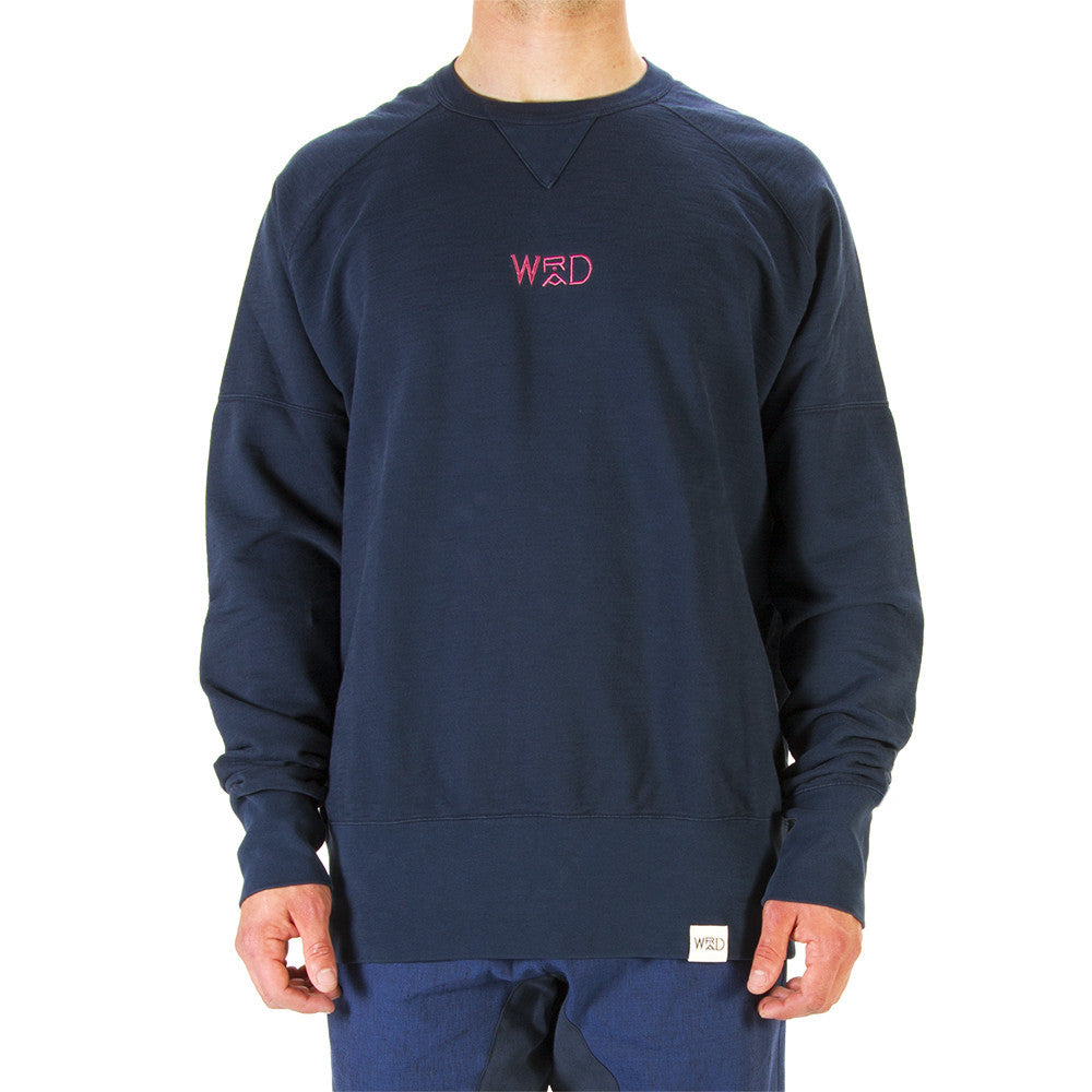 WRAD unisex navy blue sweatshirt pink logo bio cotton 