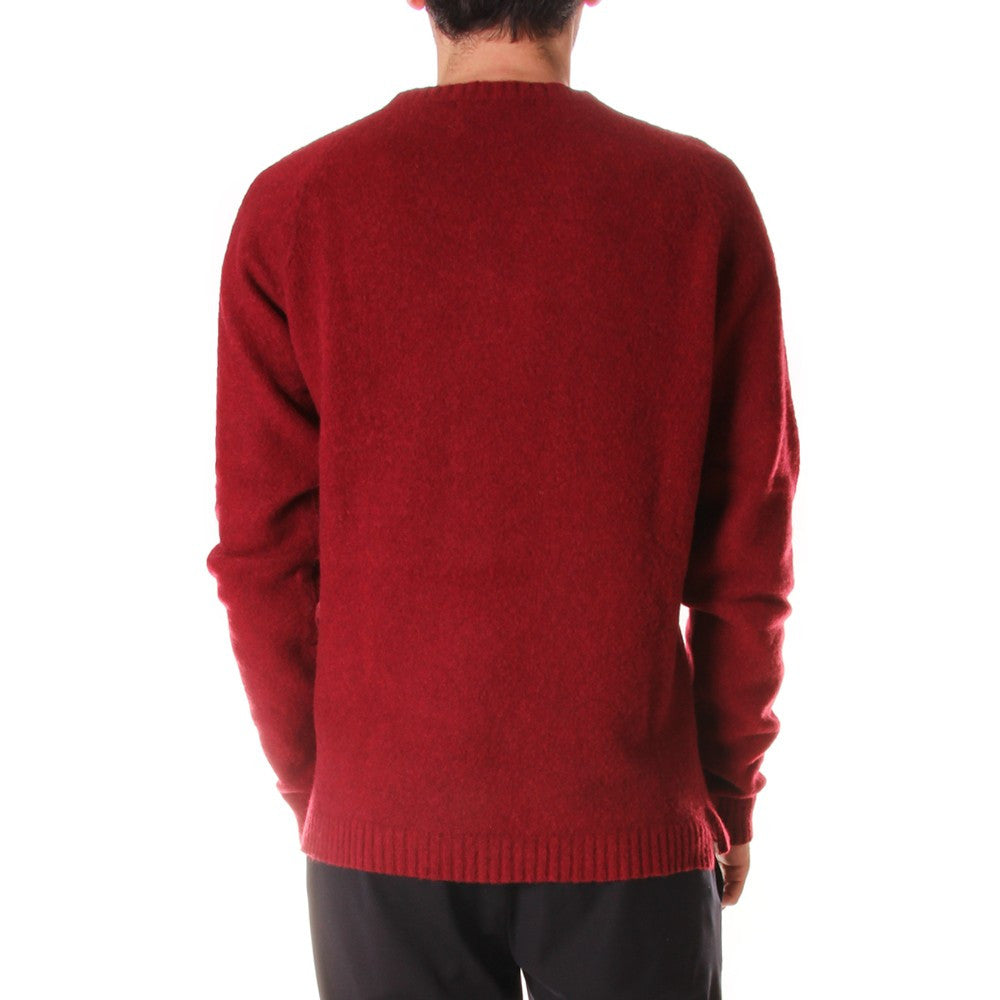 WOOL&CO mens sweater red wool round neck