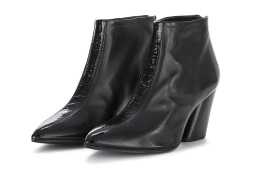 HALMANERA womens black leather Ankle boots 