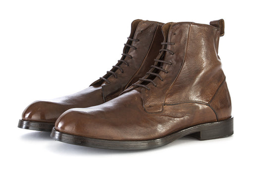 DELAVÈ mens cognac brown Lace-up ankle boots 