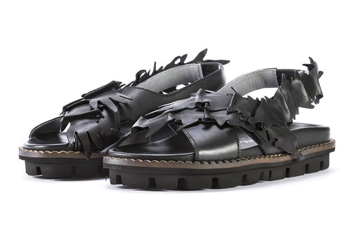 Patrizia Bonfanti womens black leather sandals with reinforced sole