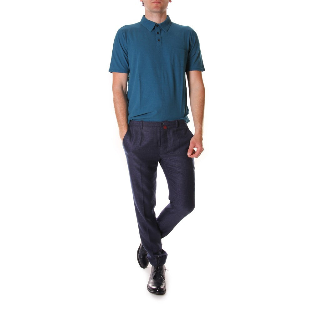 ROBERTO COLLINA mens turquoise Polo chest pocket