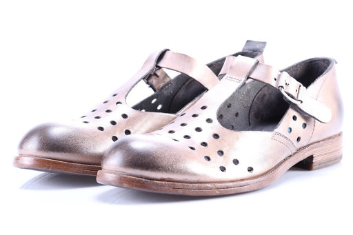 MOMA womens powder pink perforated leather Flat shoes 