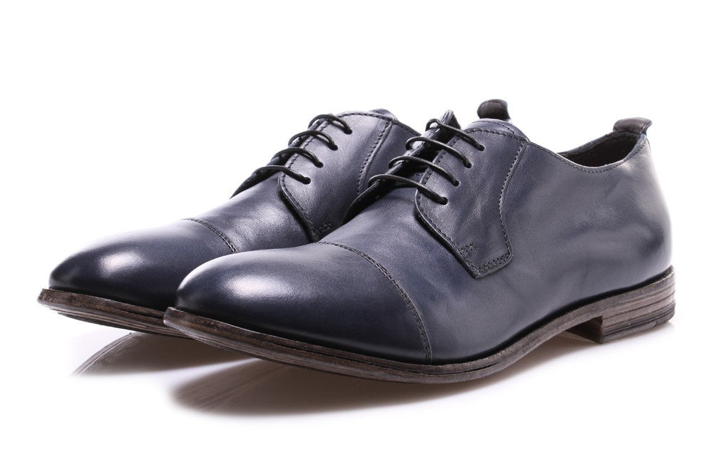 MOMA mens ocean blue leather Derby shoes 