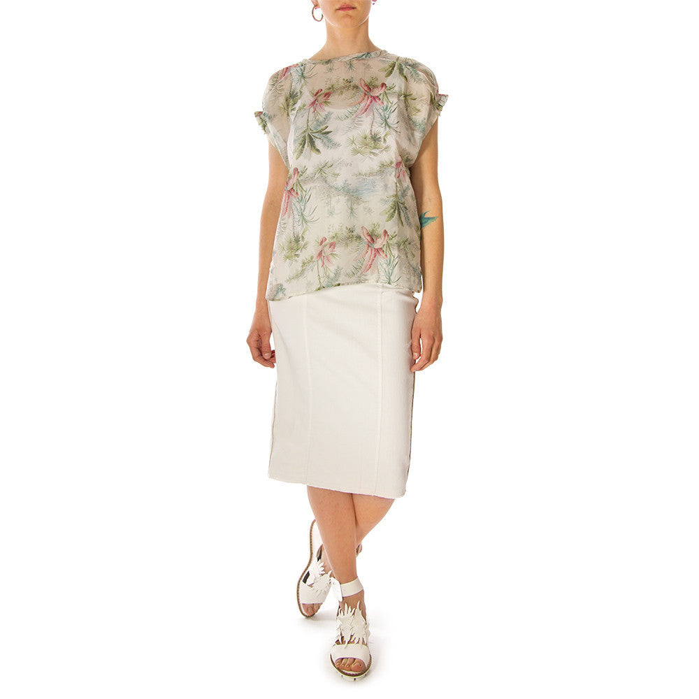 8PM womens white stretch cotton Longuette skirt 